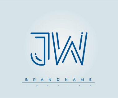 JW Teknoloji Mektup Şablonu. Bu teknoloji harfi logosu bir teknoloji şirketini temsil etmek için harfleri kullanan bir grafik işareti..