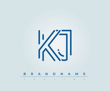 KJ Teknoloji Mektup Şablonu. Bu teknoloji harfi logosu bir teknoloji şirketini temsil etmek için harfleri kullanan bir grafik işareti..