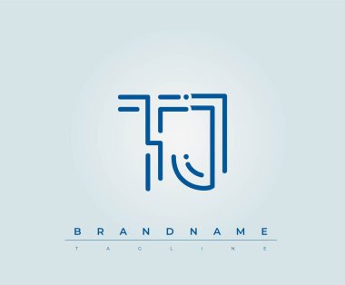 TJ Teknoloji Mektup Şablonu. Bu teknoloji harfi logosu bir teknoloji şirketini temsil etmek için harfleri kullanan bir grafik işareti..