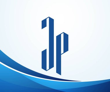 JP harfi logo tasarım şablonu elementleri. Modern soyut dijital alfabe harfi logosu. Vektör çizimi. Yeni Modern logo.