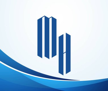 MH harfi logo tasarım şablonu elementleri. Modern soyut dijital alfabe harfi logosu. Vektör çizimi. Yeni Modern logo.