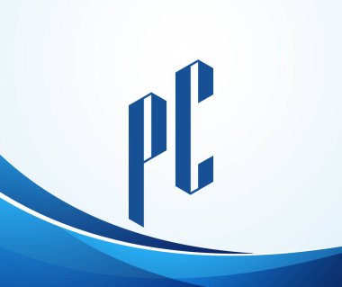 PC harfi logo tasarım şablonu elementleri. Modern soyut dijital alfabe harfi logosu. Vektör çizimi. Yeni Modern logo.