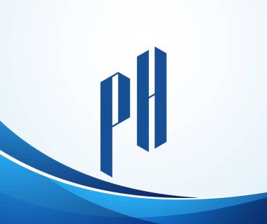PH harfi logo tasarım şablonu elementleri. Modern soyut dijital alfabe harfi logosu. Vektör çizimi. Yeni Modern logo.
