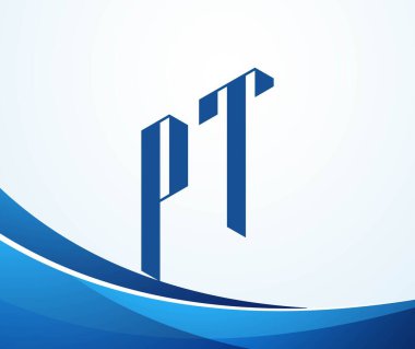 PT harfi logosu şablon elementleri tasarlıyor. Modern soyut dijital alfabe harfi logosu. Vektör çizimi. Yeni Modern logo.