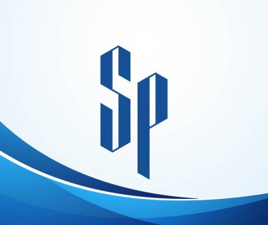 SP harfi logo tasarım şablonu elementleri. Modern soyut dijital alfabe harfi logosu. Vektör çizimi. Yeni Modern logo.