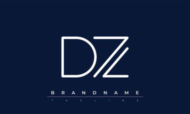 DZ soyut harf logosu. Bu logo simgesi yaratıcı bir şekilde soyut şekilli anonim şirket