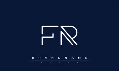 FR soyut harf logosu. Bu logo simgesi yaratıcı bir şekilde soyut şekilli anonim şirket