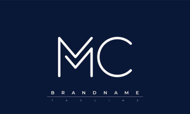 MC soyut harf logosu. Bu logo simgesi yaratıcı bir şekilde soyut şekilli anonim şirket