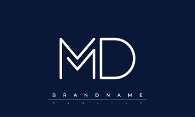 MD soyut harf logosu. Bu logo simgesi yaratıcı bir şekilde soyut şekilli anonim şirket