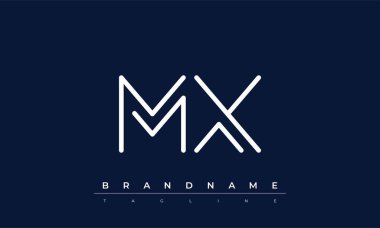 MX soyut harf logosu. Bu logo simgesi yaratıcı bir şekilde soyut şekilli anonim şirket