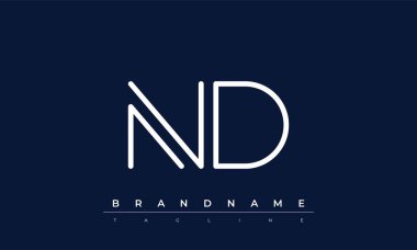 ND soyut harf logosu. Bu logo simgesi yaratıcı bir şekilde soyut şekilli anonim şirket
