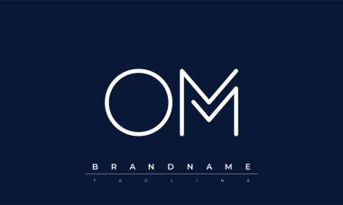 OM soyut harf logosu. Bu logo simgesi yaratıcı bir şekilde soyut şekilli anonim şirket