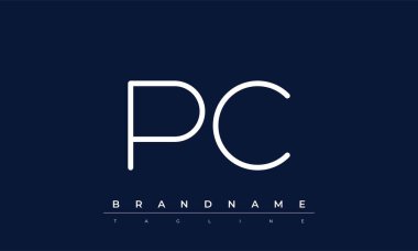 PC soyut harf logosu. Bu logo simgesi yaratıcı bir şekilde soyut şekilli anonim şirket