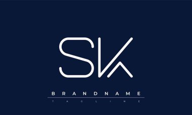 SK Soyut harf logosu. Bu logo simgesi yaratıcı bir şekilde soyut şekilli anonim şirket