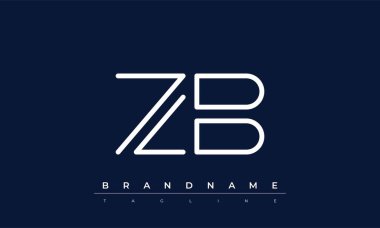 ZB soyut harf logosu. Bu logo simgesi yaratıcı bir şekilde soyut şekilli anonim şirket