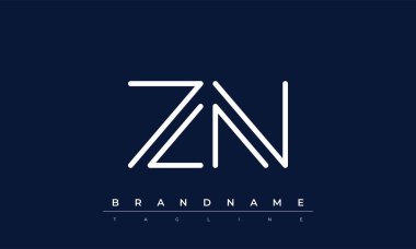 ZN soyut harf logosu. Bu logo simgesi yaratıcı bir şekilde soyut şekilli anonim şirket