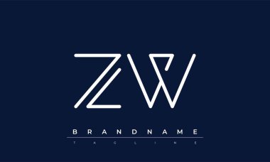 ZW soyut harf logosu. Bu logo simgesi yaratıcı bir şekilde soyut şekilli anonim şirket
