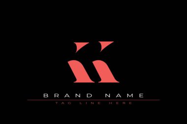 Soyut K.K. harfi minimal logo tasarım şablonu. Bu minimal logo tasarımı bir markayı, şirketi veya bireyi temsil eden görsel bir sembol oluşturma sürecidir..