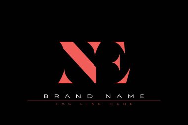 Ne asgari logo dizayn şablonu soyut harfi. Bu minimal logo tasarımı bir markayı, şirketi veya bireyi temsil eden görsel bir sembol oluşturma sürecidir..