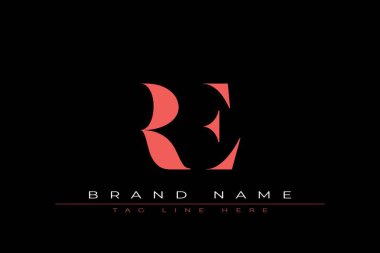 Soyut harf RE minimal logo tasarım şablonu. Bu minimal logo tasarımı bir markayı, şirketi veya bireyi temsil eden görsel bir sembol oluşturma sürecidir..
