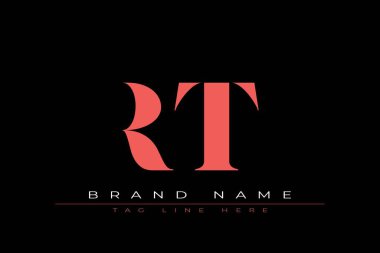 Soyut harf RT minimal logo tasarım şablonu. Bu minimal logo tasarımı bir markayı, şirketi veya bireyi temsil eden görsel bir sembol oluşturma sürecidir..