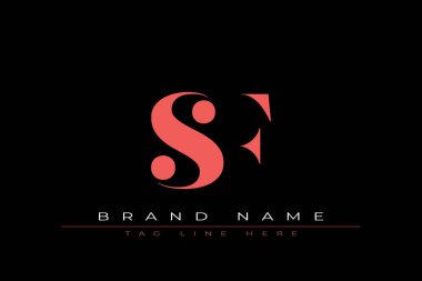 Soyut harf SF minimal logo tasarım şablonu. Bu minimal logo tasarımı bir markayı, şirketi veya bireyi temsil eden görsel bir sembol oluşturma sürecidir..