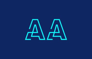 Markalaşma ve grafik tasarımı için uygun en az mavi renk temalı A ve A harflerinin yer aldığı yaratıcı tipografi tasviri.