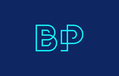 B ve P harflerinin markalaşma ve grafik tasarımı için uygun, minimal mavi renk temalı yaratıcı tipografisinin gösterimi.