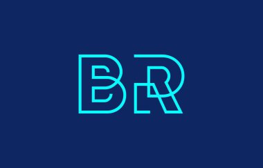 Markalaşma ve grafik tasarımı için uygun minimum mavi temalı B ve R harflerinin yer aldığı yaratıcı tipografi tasviri.