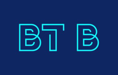 B ve T harflerinin markalaşma ve grafik tasarımı için uygun minimum mavi renk temalı yaratıcı tipografisinin tasviri.