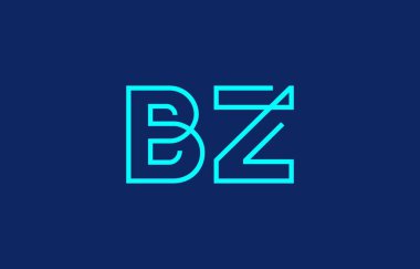 B ve Z harflerinin markalaşma ve grafik tasarımı için uygun minimum mavi renk temalı yaratıcı tipografisinin çizimi.