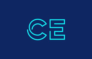 Markalaşma ve grafik tasarımı için uygun minimum mavi renk temalı stilize harflerle C ve E harflerinin yer aldığı yaratıcı tipografi tasviri.