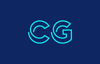 Markalaşma ve grafik tasarımı için uygun, en az mavi renk temalı C ve G harflerinin yer aldığı yaratıcı tipografi tasviri.