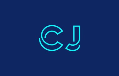 C ve J harflerinin markalaşma ve grafik tasarımı için uygun minimum mavi renk temalı yaratıcı tipografisinin tasviri.