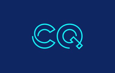 C ve Q harflerinin markalaşma ve grafik tasarımı için uygun minimum mavi renk temalı yaratıcı tipografisinin tasviri.