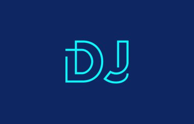 Illustration of creative typography featuring stylized letters D and J with a minimal blue color theme, suitable for branding and graphic design inspiration. clipart