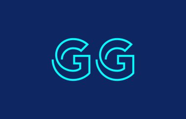 Markalaşma ve grafik tasarımı için uygun minimum mavi temalı G ve G harflerinin yer aldığı yaratıcı tipografi tasviri.