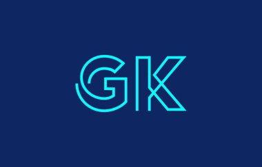 G ve K harflerinin markalaşma ve grafik tasarımı için uygun minimum mavi renk temalı yaratıcı tipografisinin tasviri.