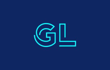 Markalaşma ve grafik tasarımı için uygun en az mavi renk temalı G ve L harflerinin yer aldığı yaratıcı tipografi tasviri.