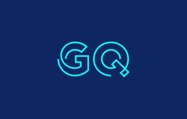 G ve Q harflerinin markalaşma ve grafik tasarımı için uygun minimum mavi renk temalı yaratıcı tipografisinin tasviri.