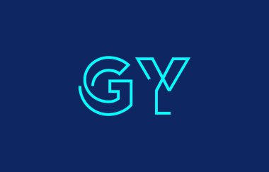 G ve Y harflerinin markalaşma ve grafik tasarımı için uygun minimum mavi renk temalı yaratıcı tipografisinin tasviri.