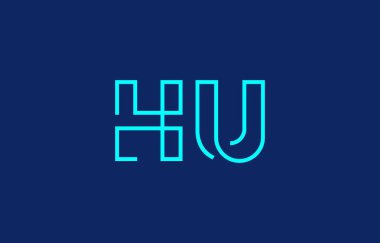 Illustration of creative typography featuring stylized letters H and U with a minimal blue color theme, suitable for branding and graphic design inspiration. clipart