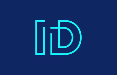 I ve D harflerinin markalaşma ve grafik tasarımı için uygun, minimal mavi renk temalı yaratıcı tipografisi..