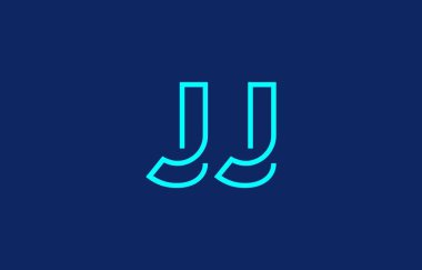 J ve J harflerinin markalaşma ve grafik tasarımı için uygun, minimal mavi renk temalı yaratıcı tipografisi..