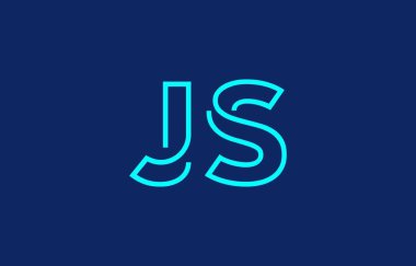 Markalaşma ve grafik tasarımı için uygun minimum mavi renkli J ve S harflerinin yer aldığı yaratıcı tipografi tasviri.