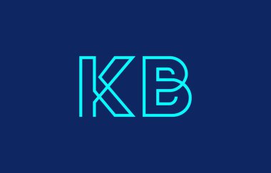 Markalaşma ve grafik tasarımı için uygun minimum mavi renkli K ve B harflerinin yer aldığı yaratıcı tipografi tasviri.