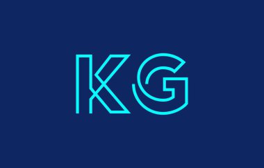 Markalaşma ve grafik tasarımı için uygun minimum mavi renkli K ve G harflerinin yer aldığı yaratıcı tipografi tasviri.
