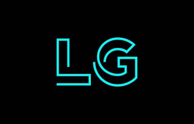 Biçimlendirilmiş L ve G harflerinin yer aldığı yaratıcı tipografi tasviri, markalaşma ve grafik tasarım için uygun minimum mavi renk temalı..