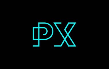 Markalaşma ve grafik tasarımı için uygun, minimal mavi renkli P ve X harflerinin yer aldığı yaratıcı tipografi tasviri.