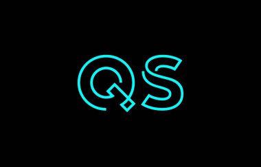 Markalaşma ve grafik tasarımı için uygun minimum mavi renkli Q ve S harflerinin yer aldığı yaratıcı tipografi tasviri.